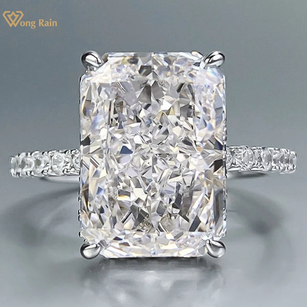 Wong Rain 925 Sterling Silver Crushed Ice Cut 9*13 MM Lab Sapphire Gemstone Engagement Ring for Women Fine Jewelry Wholesale