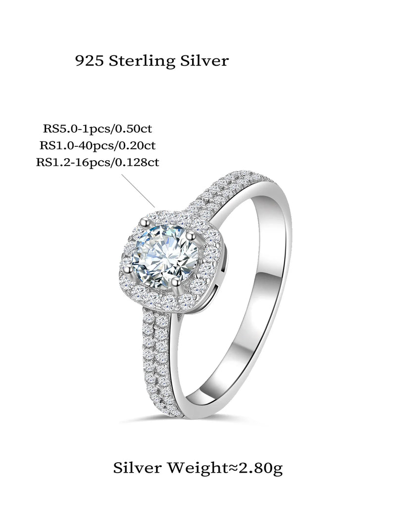 925 Sterling Silver Moissanite Ring for Women