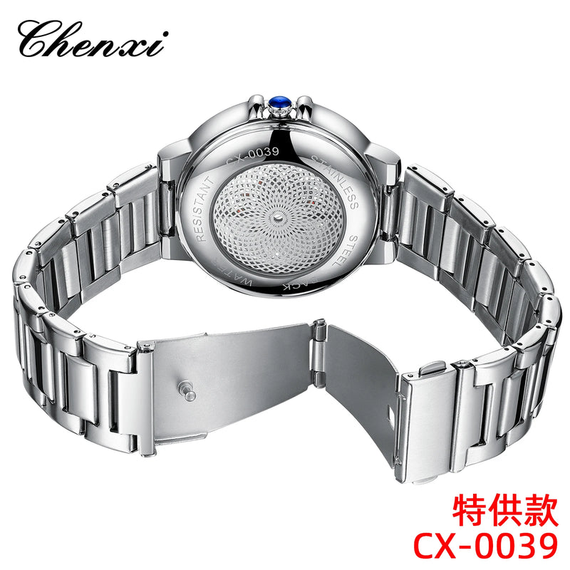 Stainless Steel Silver Waterproof Luminous Quartz Calendar Watch for Men