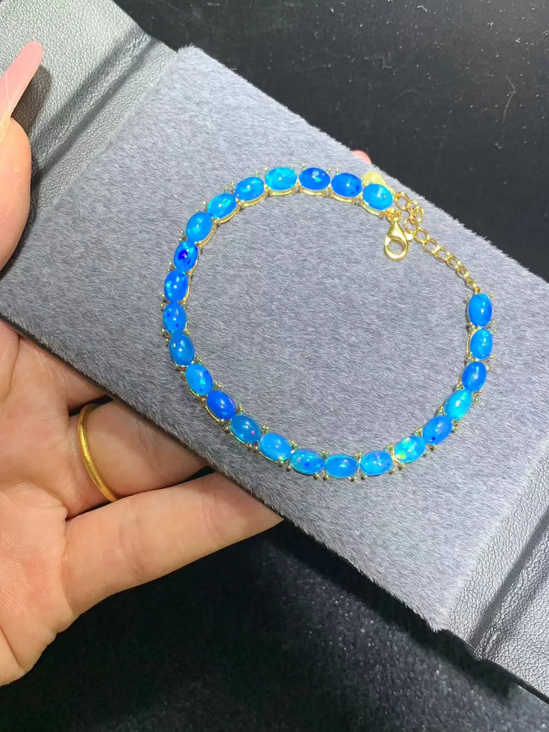 Sterling Silver Blue Opal Bracelet