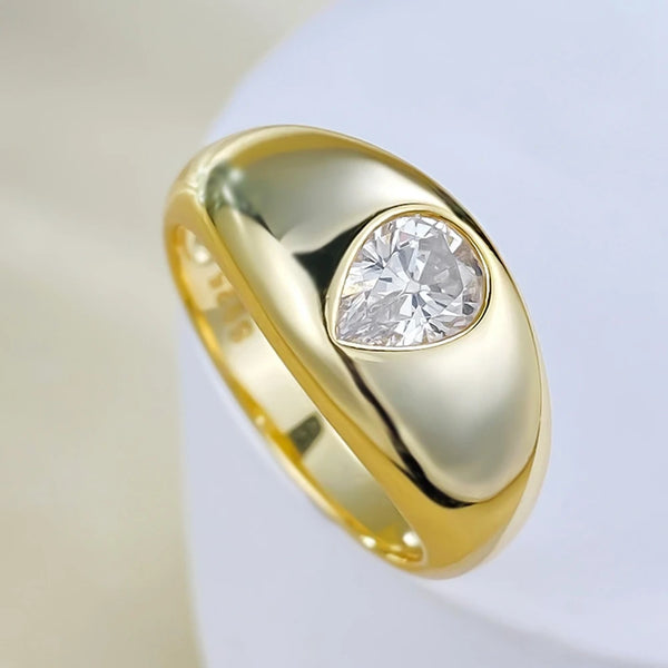 18K Gold Plated Sterling Silver Pear Cut Lab Sapphire Ring For Women