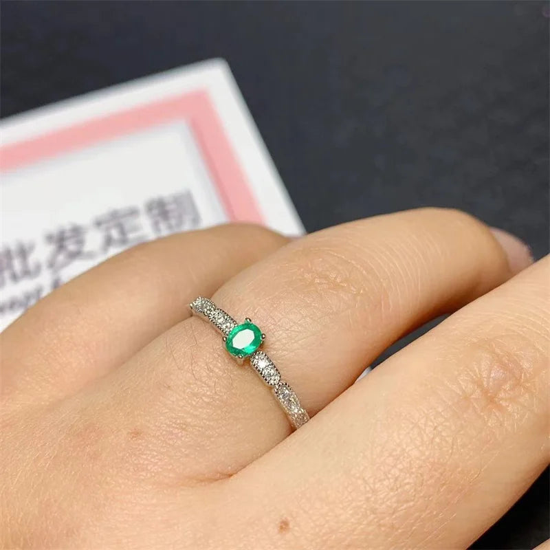 Sterling Silver Natural Ruby Sapphire Emerald .75ctw Adjustable Wedding Ring for Women