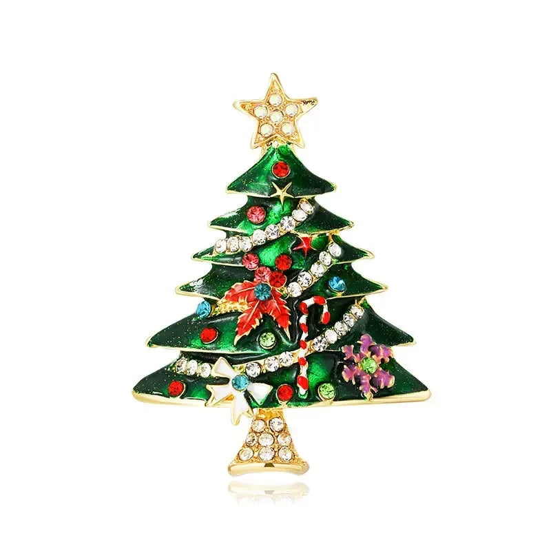 Sterling Silver Rhinestone Christmas Tree Brooch for Women