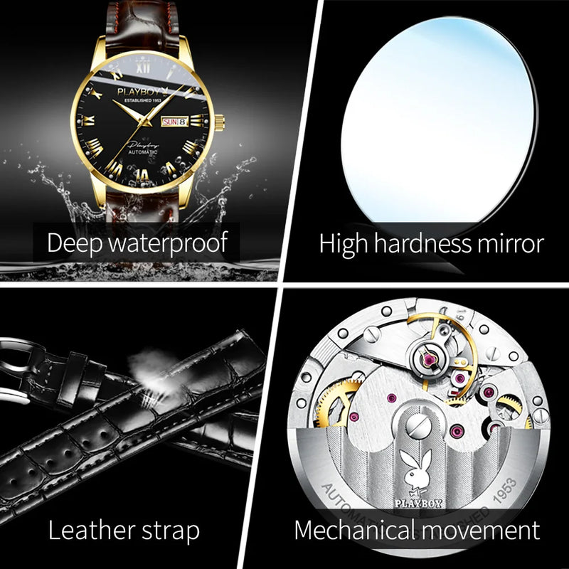 Stainless Steel Automatic Mechanical Watch for Men