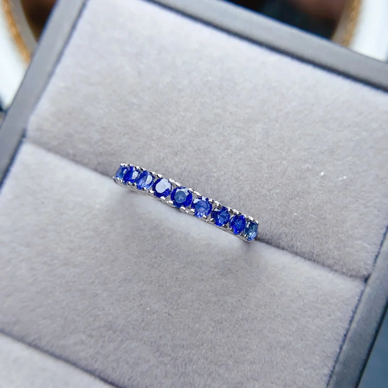 Sterling Silver 3mm Natural Sapphire Ring for Women