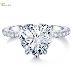 Sterling Silver 9.5MM Heart Cut Moissanite Engagement Ring for Women