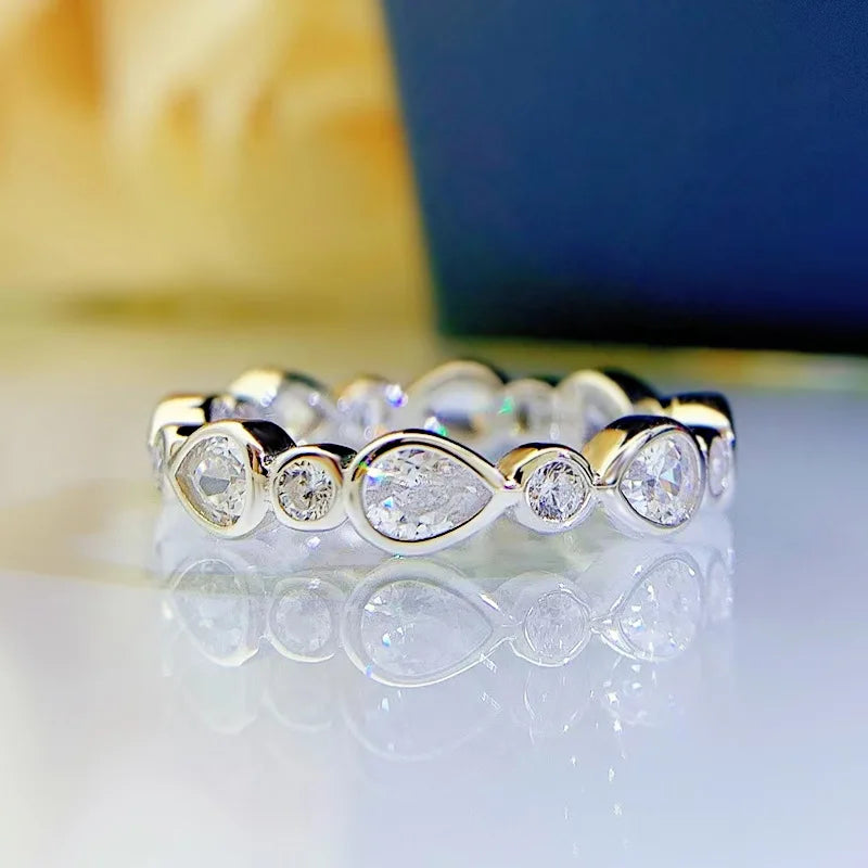 Sterling Silver Eternity Ring with Moissanite for Women