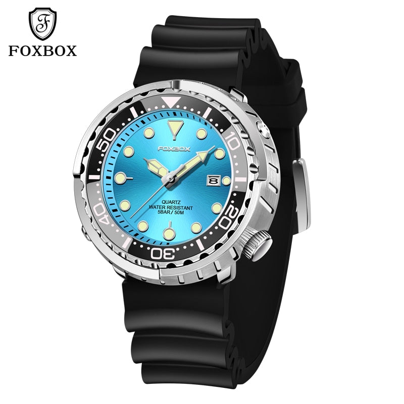 Stainless Steel Silicone Fashion Quartz Date Chronograph Watch for Men