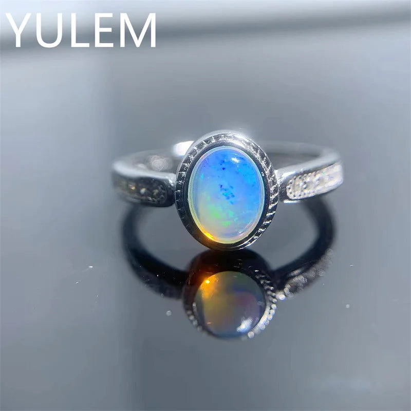 925 Silver Natural Opal Ring for Women