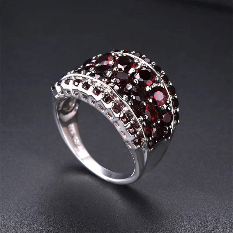 Sterling Silver Garnet Ring Red Garnet for Women