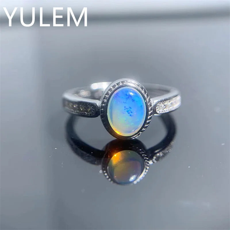 925 Silver Natural Opal Ring for Women