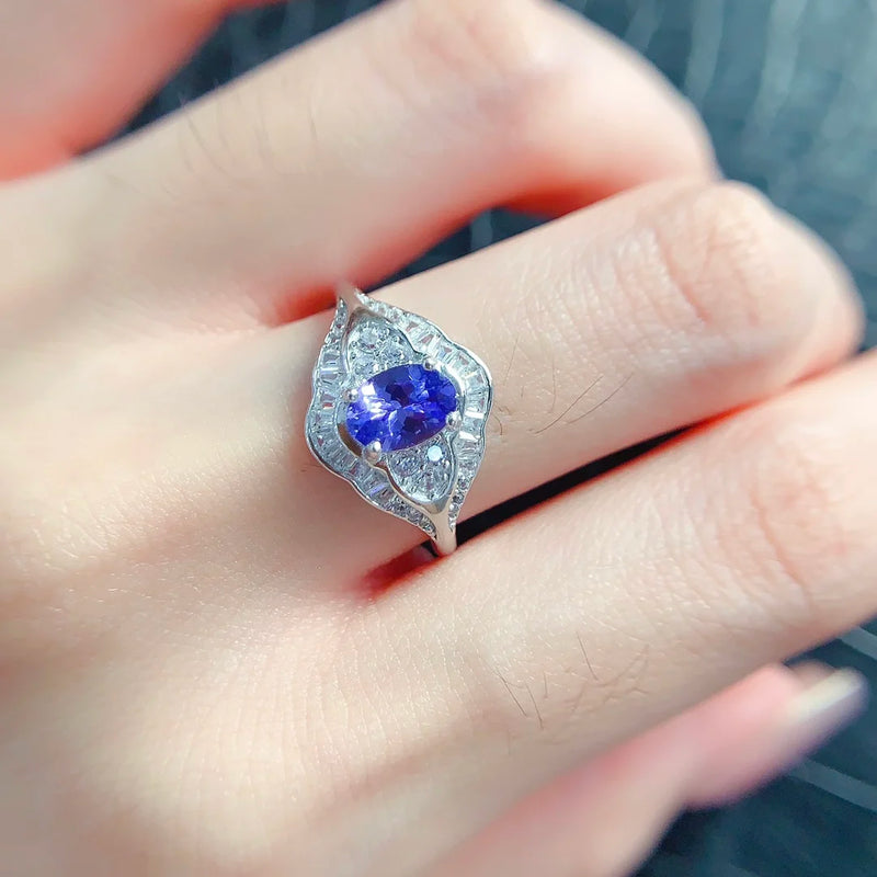 sterling Silver Tanzanite Ring for Women