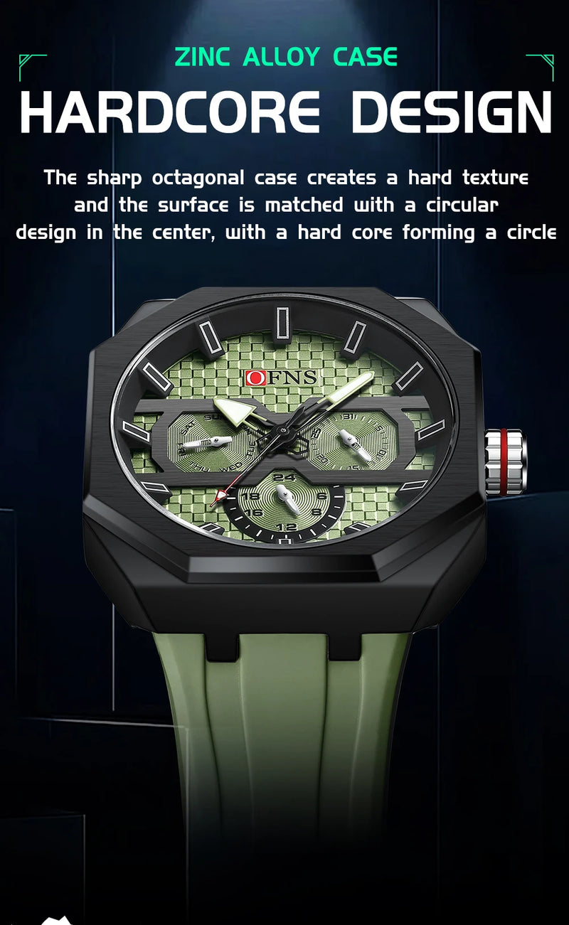 Stainless Steel Silicone Chronograph Watch for Men