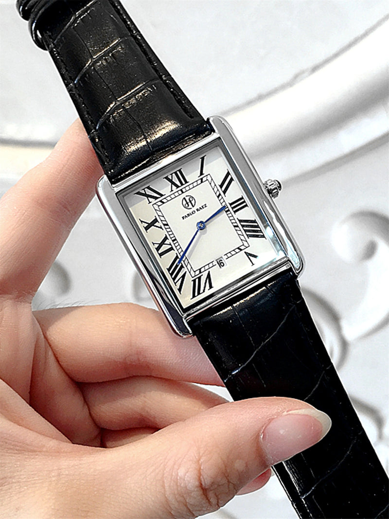 Luxury Square Top Business Dress Watch for Couples: High Quality Fashion Timepiece for Men and Women with Date Function