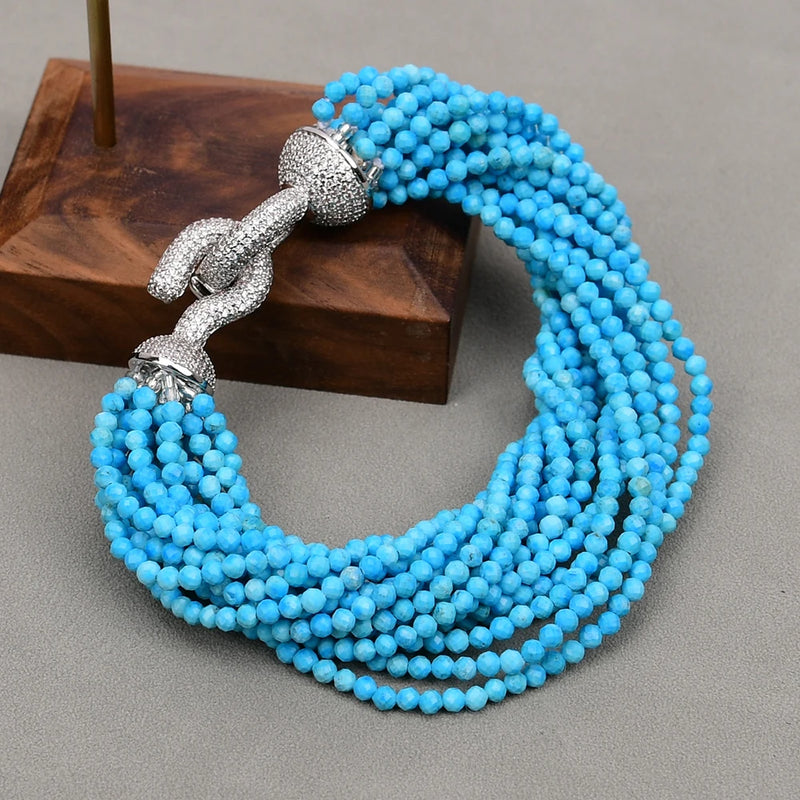 Turquoise Beads Bracelet, 8.5ctw, Multi-Strand for Women