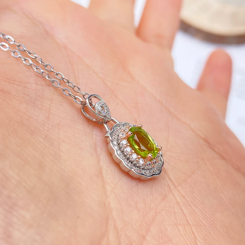 925 Sterling Silver Garnet Peridot Citrine Cubic Zircon Pendant Necklace for Women