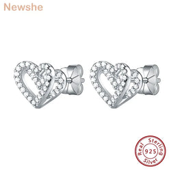 925 Sterling Silver CZ Heart Dangle Earrings for Women