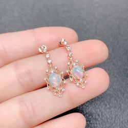 Sterling Silver Natural Opal Earrings, for Women