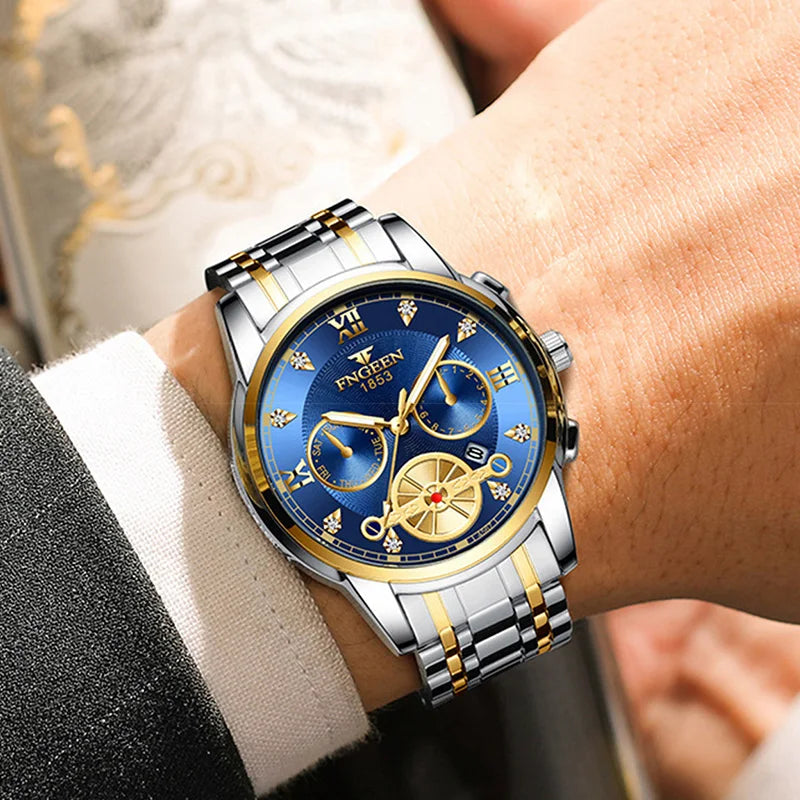 Gold Stainless Steel Quartz Watch for Men