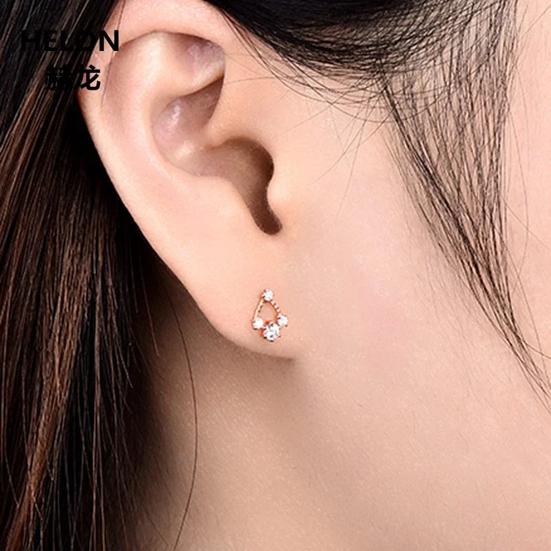 18k Rose Gold Cubic Zirconia Stud Earrings for Women