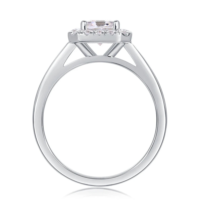 Sterling Silver 6CT Moissanite Asscher Cut Engagement Ring for Women