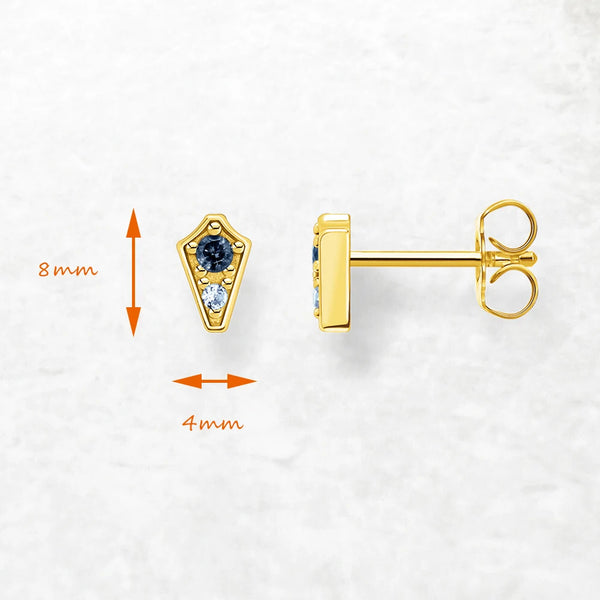 Sterling Silver 925 Gold Plated Blue Stone Ear Studs for Women