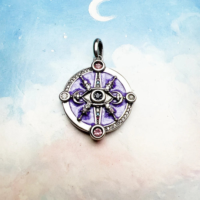 925 Sterling Silver Half-Moon Pendant with Star, for Woman