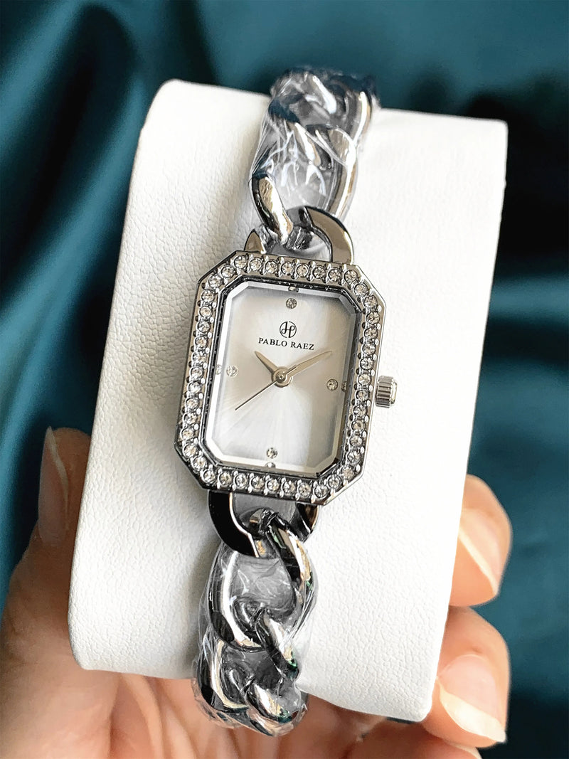 Elegant Diamond Stainless Steel Waterproof Wristwatch for Women