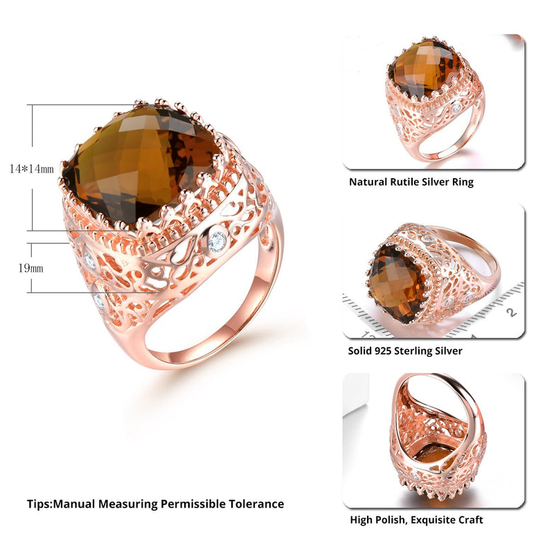 Rose Gold Plated Rutile 9.2ct Ring for Women