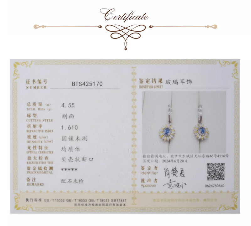 925 Sterling Silver Created Sapphire Earrings for Women