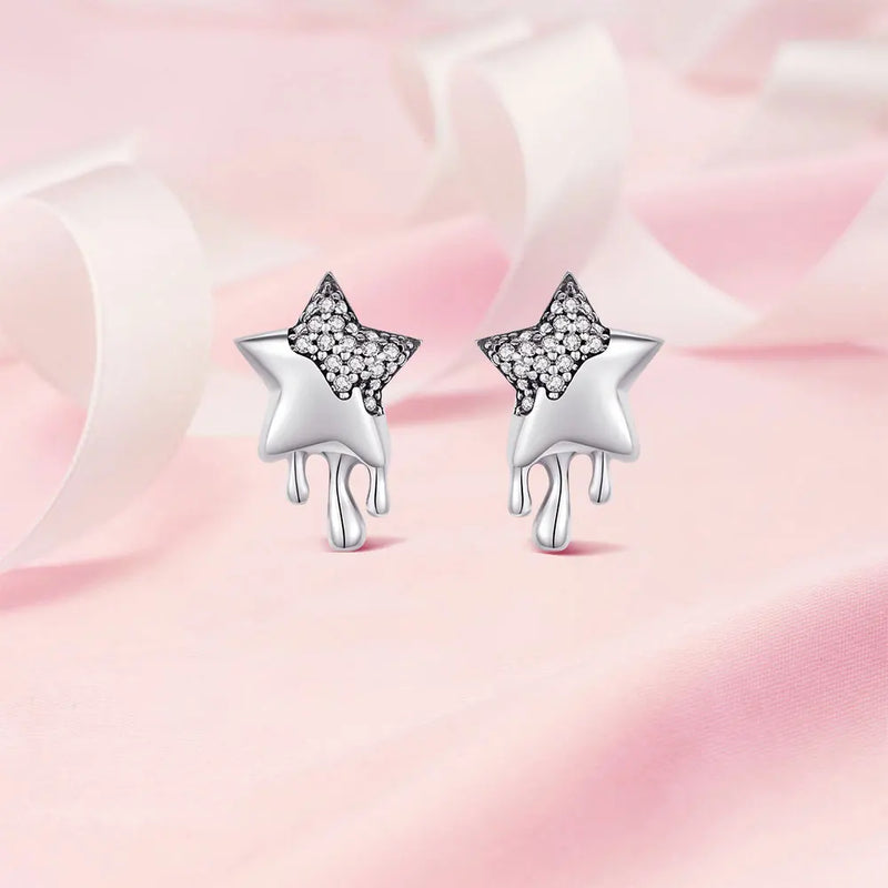 Silver .925 Crown Skull Heart Stud Earrings for Women