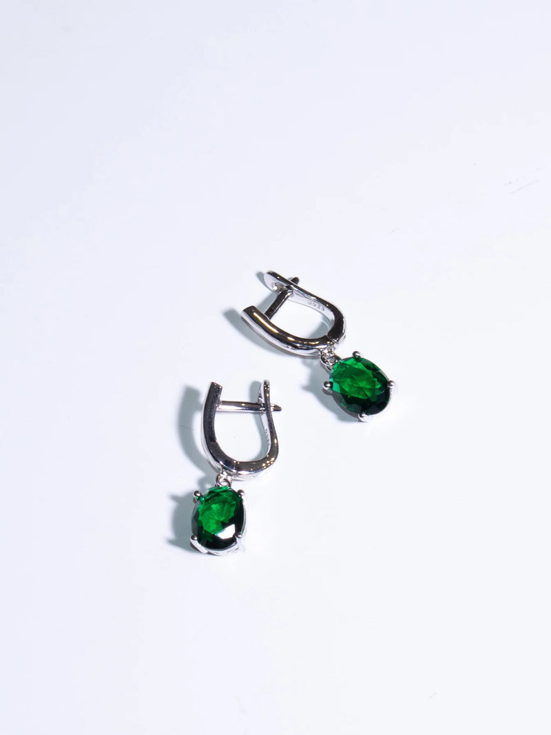 Sterling Silver Emerald Oval 7x9mm Clip Earrings for Women