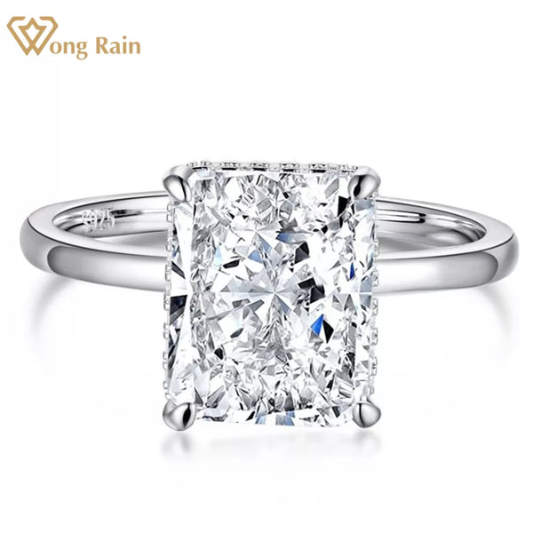Wong Rain 925 Sterling Silver Crushed Ice Cut Lab Sapphire High Carbon Diamonds Gemstone Engagement Ring Fine Jewelry Wholesale