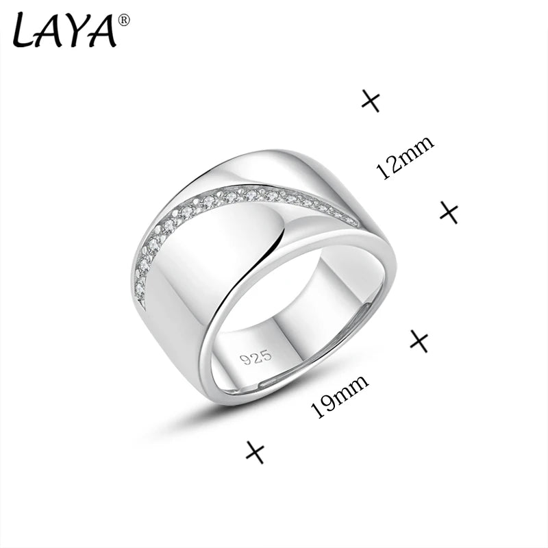 Sterling Silver Shining Zircon Big Wide Ring for Men and Women