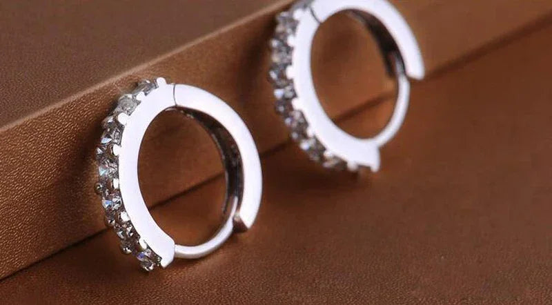 925 Sterling Silver 10mm Zircon Circle Hoop Earrings for Women