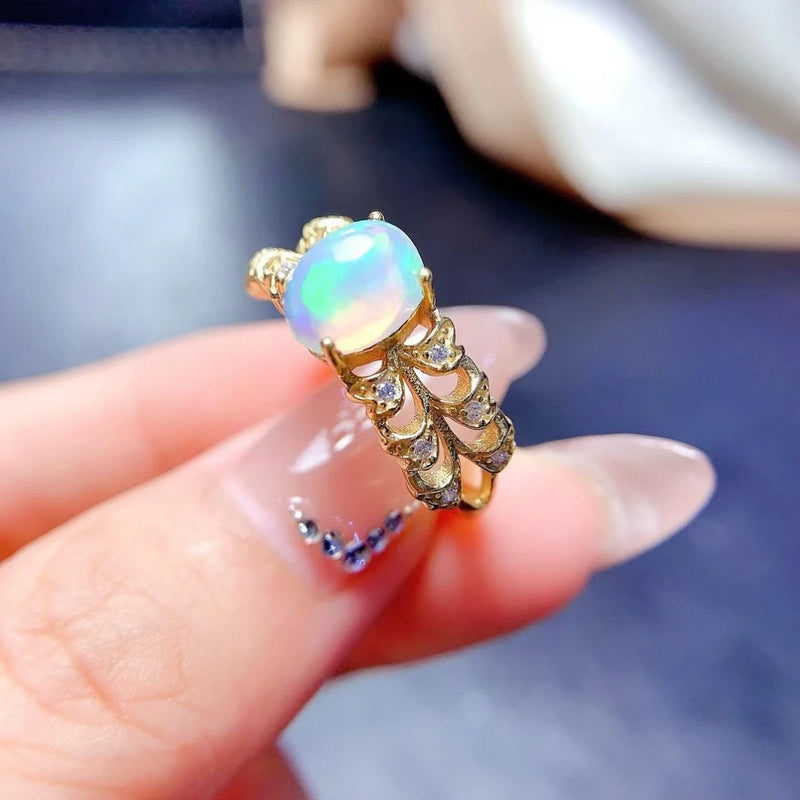 925 Sterling Silver Opal Ring for Women