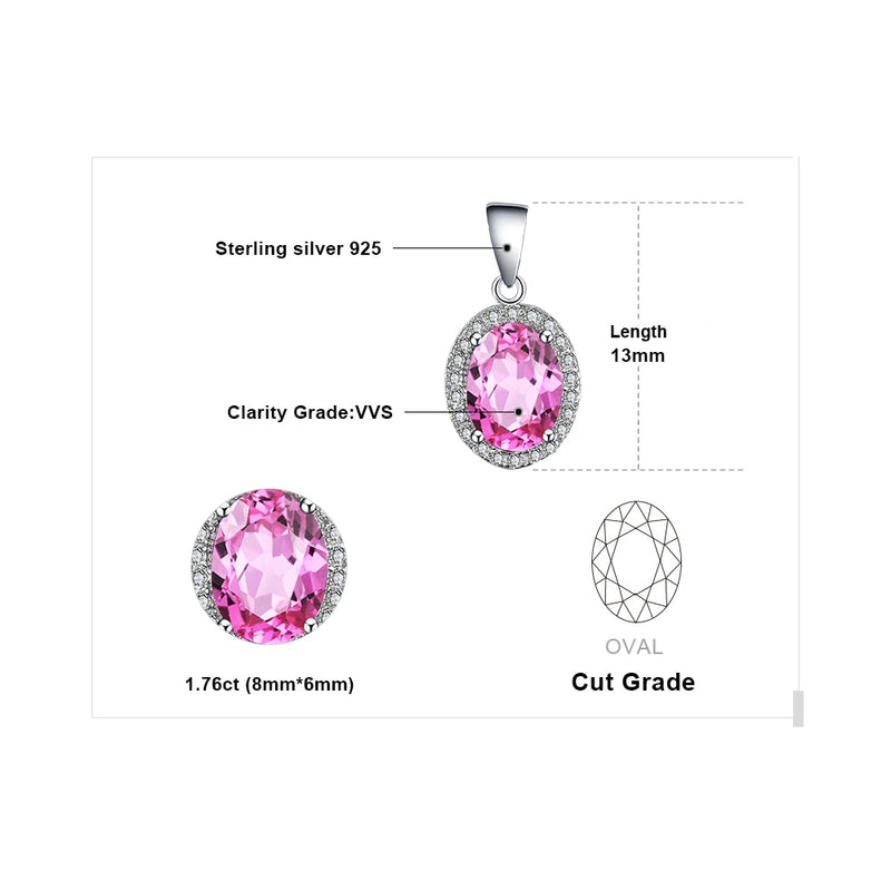 925 Sterling Silver Created Pink Sapphire Halo Pendant for Woman