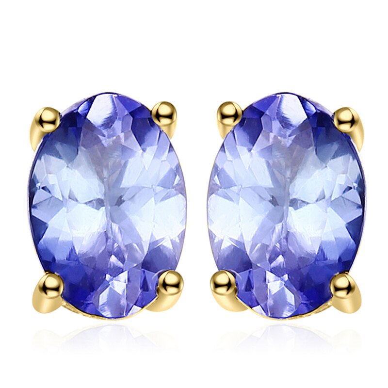 925 Sterling Silver 1ct Oval Tanzanite Stud Earrings for Women