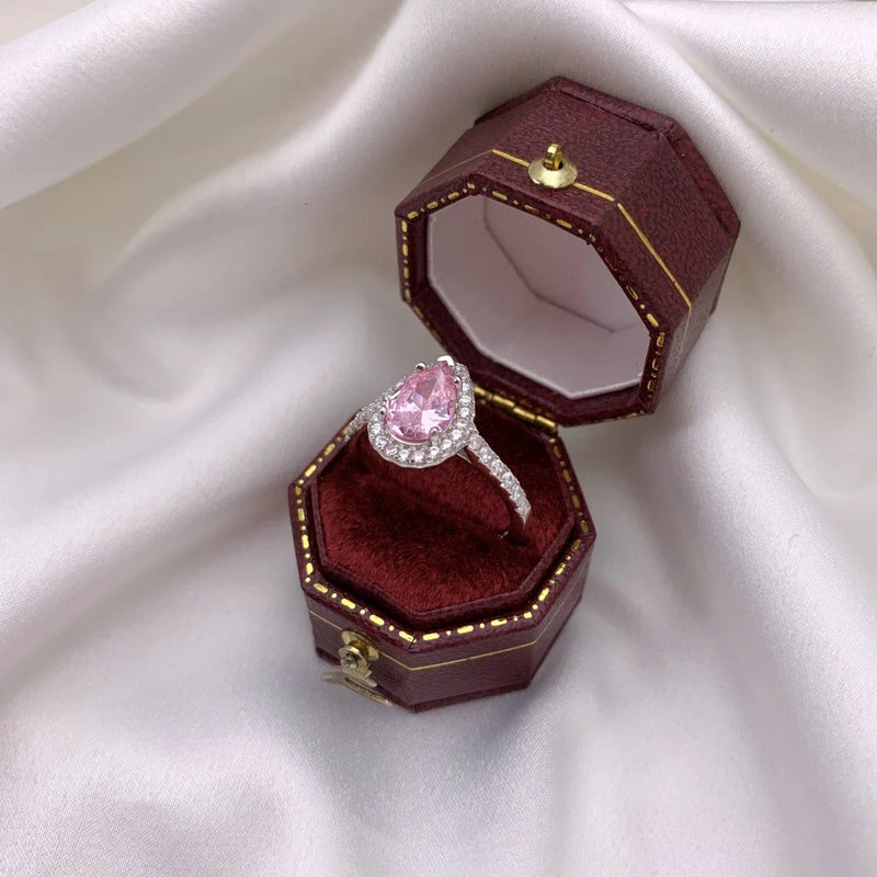 Sterling Silver Pink Sapphire Gemstone Ring for Women