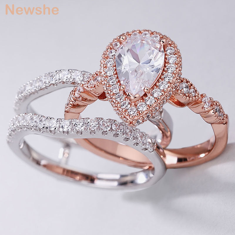 925 Sterling Silver Yellow & Rose Gold Simulated Diamond Engagement Ring Enhancer, Adjustable Wedding Band