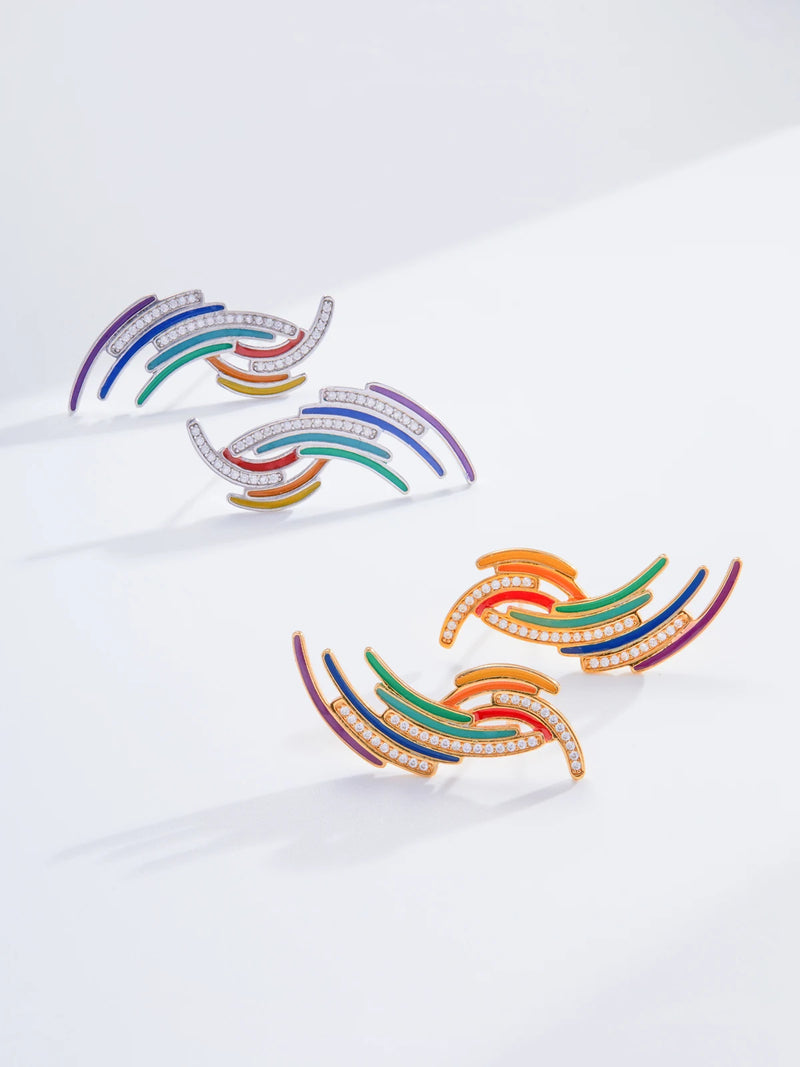 Sterling Silver Rainbow Shaped Earrings for Women