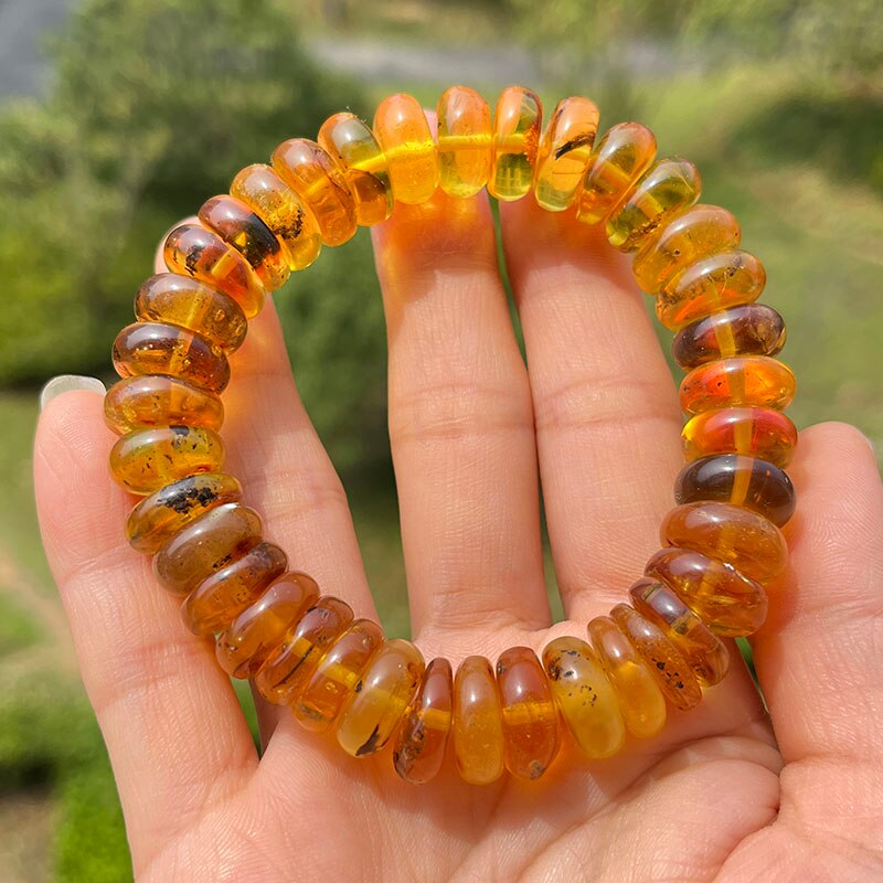 Sterling Silver Natural Amber Bracelet for Unisex