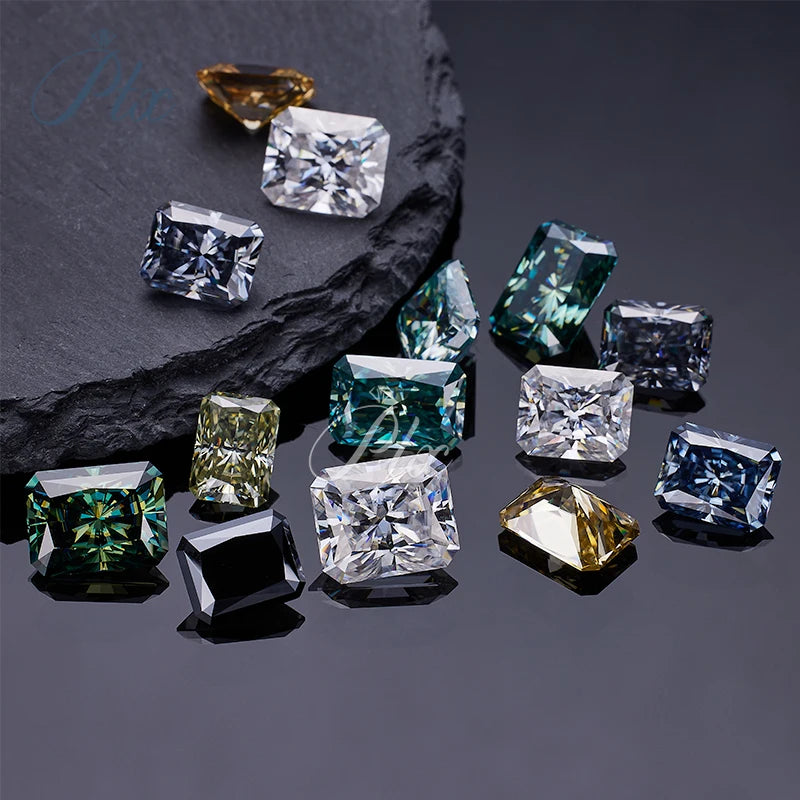 Green Moissanite Loose Gemstones Brilliant & Radiant Cuts