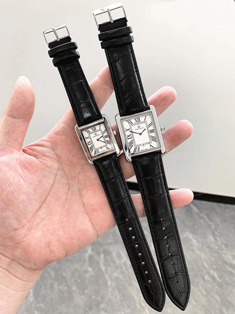 Luxury Square Wristwatch for Fashion-conscious Women and Men: Elegant Quartz Movement Timepiece with Leather Strap