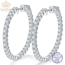 925 Sterling Silver Moissanite Diamonds 30MM Hoops Earrings