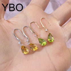 Sterling Silver Citrine & Peridot Drop Earrings for Women