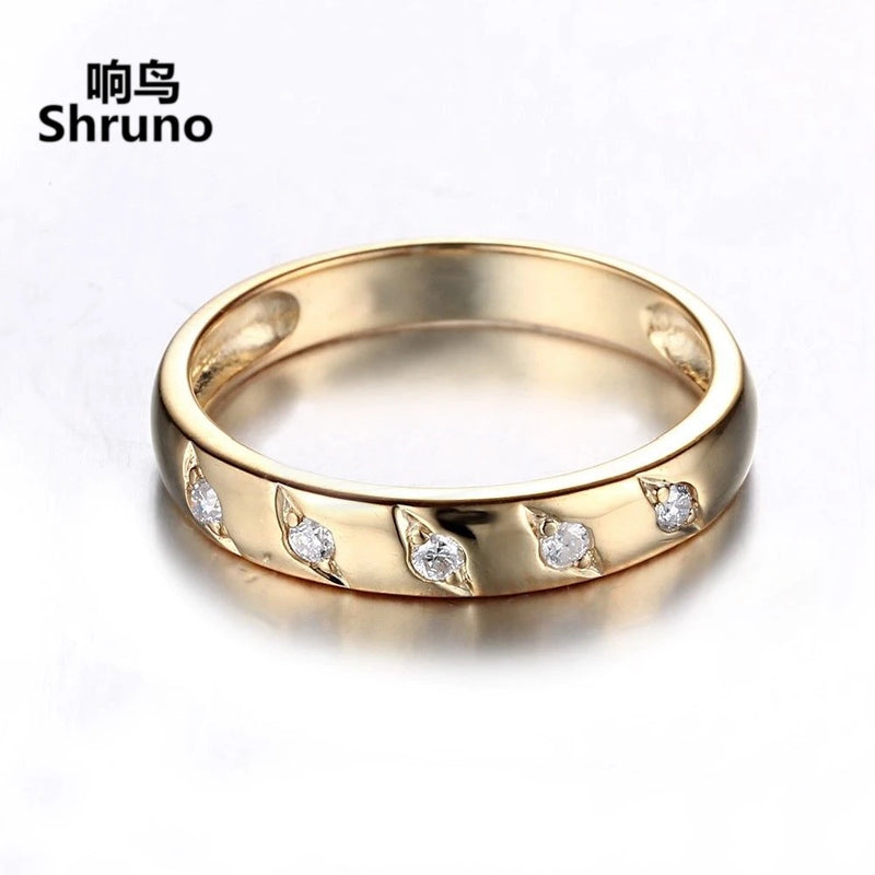 14K Yellow Gold 0.12ct SI/H Diamond Engagement Ring for Women