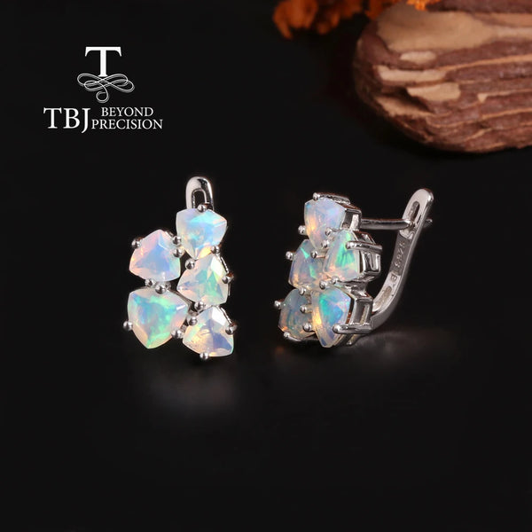 925 Sterling Silver Natural Opal Earrings for Women