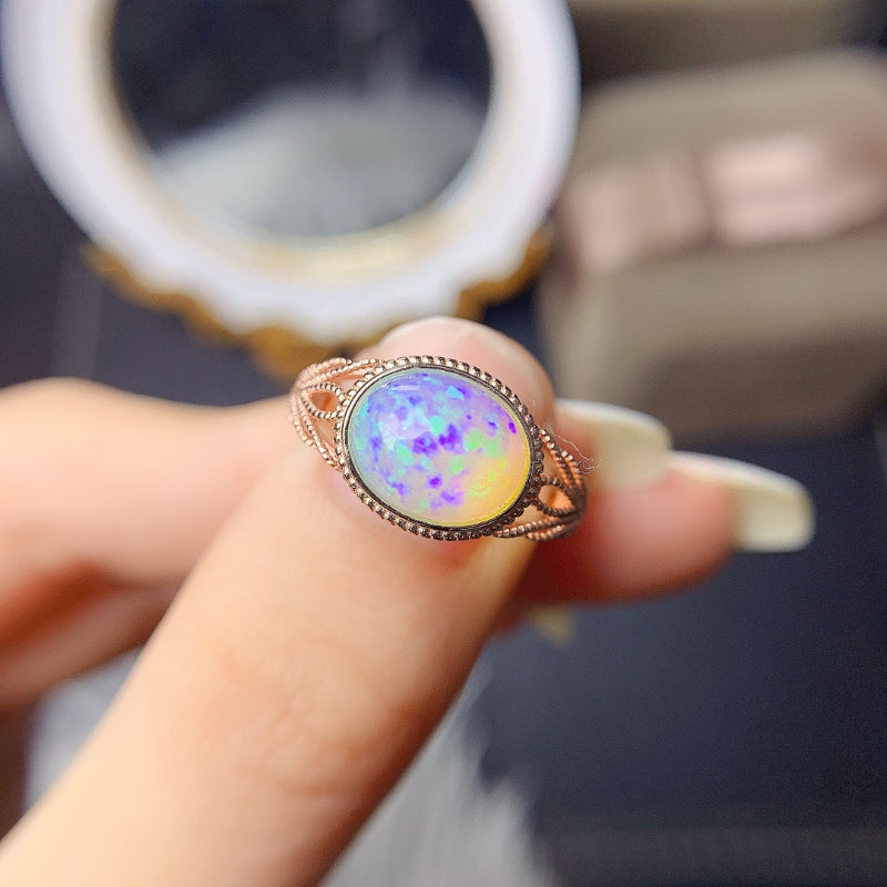 925 Silver White Opal Ring for Women