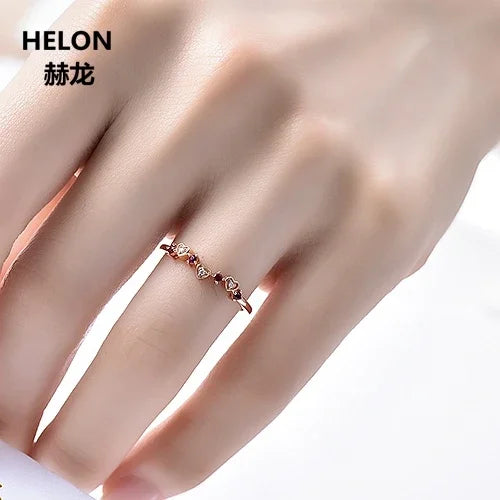 14k Rose Gold Ruby Diamond Engagement Ring for Women